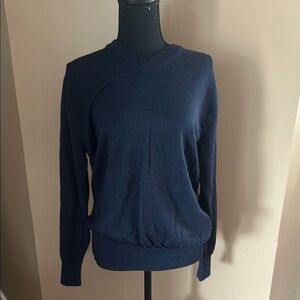 Orvis Merino‎ Wool Heather Blue slim fit V Neck Pullover Sweater Men's medium